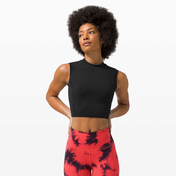 Lululemon Black Sweat Intention Tank Cropped Top size 4 - Picture 1 of 7